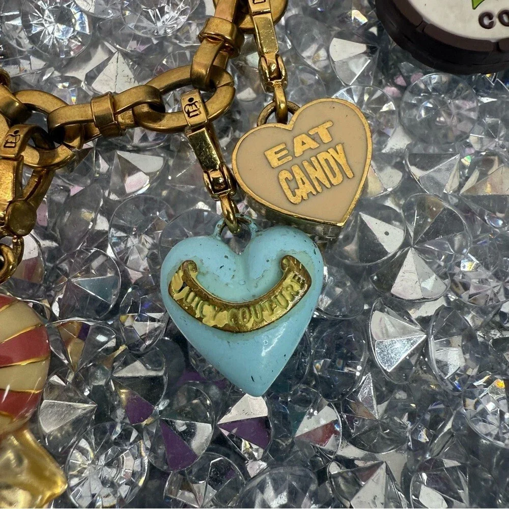 Juicy Couture charm bracelet with 6 charms rare Y2K 2000s Gold Charm Bracelet